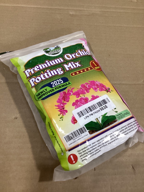 Photo 1 of [Upgraded] DUSPRO Orchid Potting Mix for Repotting with Forest Moss, Pine Bark, Perlite & Pumice, Orchid Bark Potting Mix, Orchid Repotting Soil, Drainage Indoor Potting, Orchid Pot Not Included,1 QRT