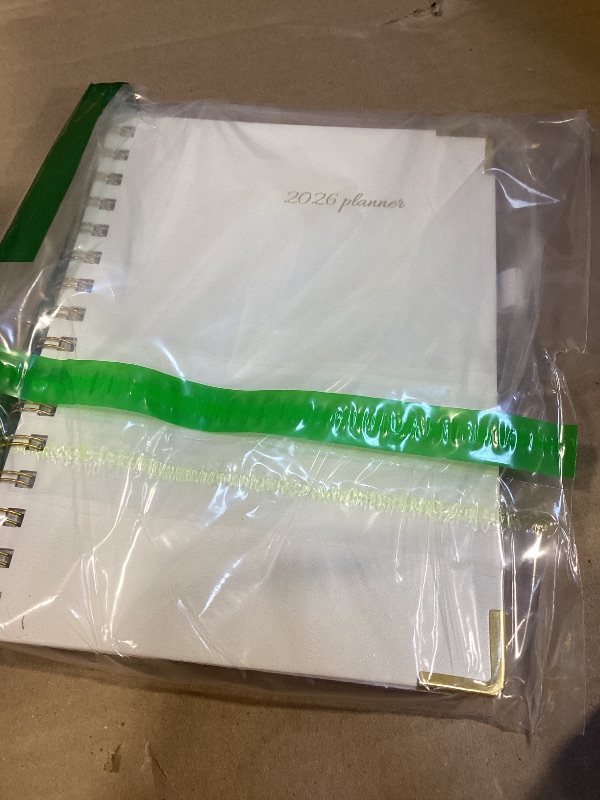Photo 1 of 2026 Planner, Weekly and Monthly Calendar Planner from January 2026 - December 2026, 5.75" x 8.38" Hardcover Leather Hourly Appointment Book with Tabs, A5 Spiral Daily Planners for College School Work Home, White