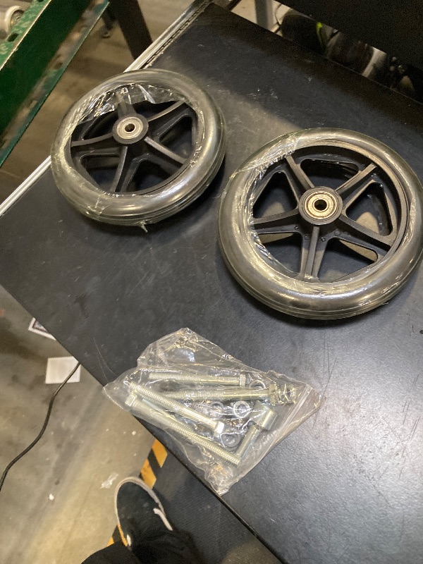 Photo 1 of 2Pcs 8 Inch Replacement Wheelchair Wheels for Walkers - Environmentally Friendly Rubber Material, Wear-Resistant PU Tires, Anti-Slip, and Durable ABS Wheel Hub (8IN Narrow 2Pcs)