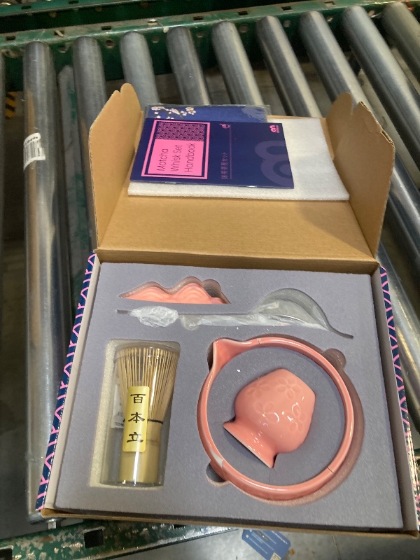 Photo 1 of 7Pcs Matcha Whisk Set, Ceramic Matcha Bowl with Spout, Bamboo Whisk&Holder,Bamboo Scoop,Scoop Rest,Sifter,Tea Towel, Matcha Kit w/Cherry Blossom Carved Patterns for Valentine's Day Gift(Sakura Pink)