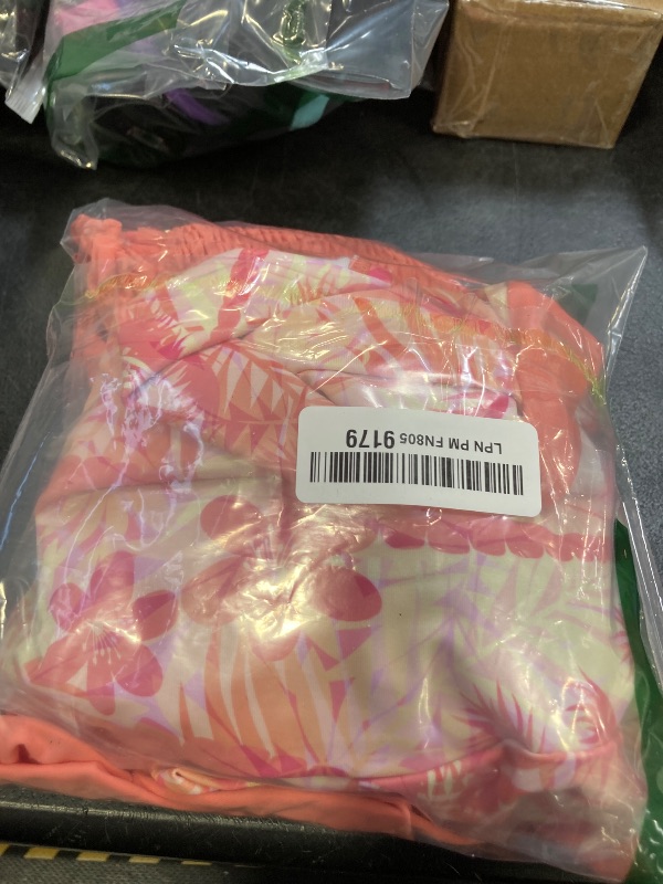 Photo 1 of ROSEWE Womens Tankini Bathing Suits, Two-Piece Smocked Swim Dress, Print Swimsuits with Board Shorts Coral size M