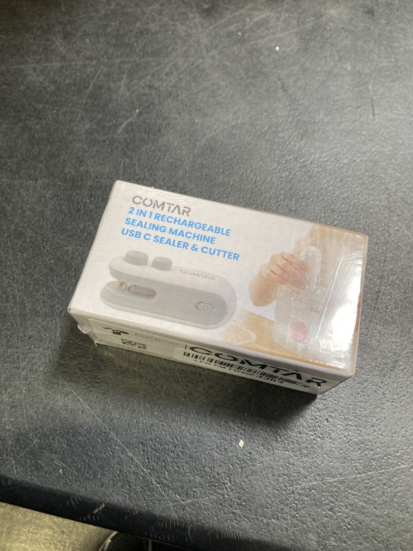 Photo 1 of 2in1 Rechargeable Chip Bag Sealer with Cutter, Portable USB C Heat Sealer Resealer Machine for Chip, Plastic Bags Heat Seal Tool for Snacks (White)