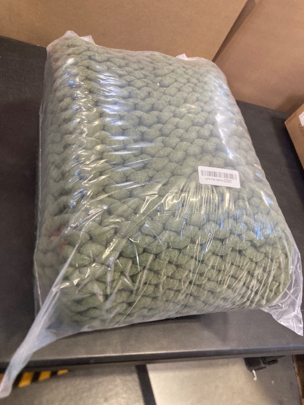 Photo 1 of YnM Chunky Throw Blanket, Medium-Weight, Hand Knitted, Skin Friendly, Ventilated and Breathable, Machine Washable, Home Décor Piece for Couch, Sofa and Bed (Olive, 60x80 Inch)