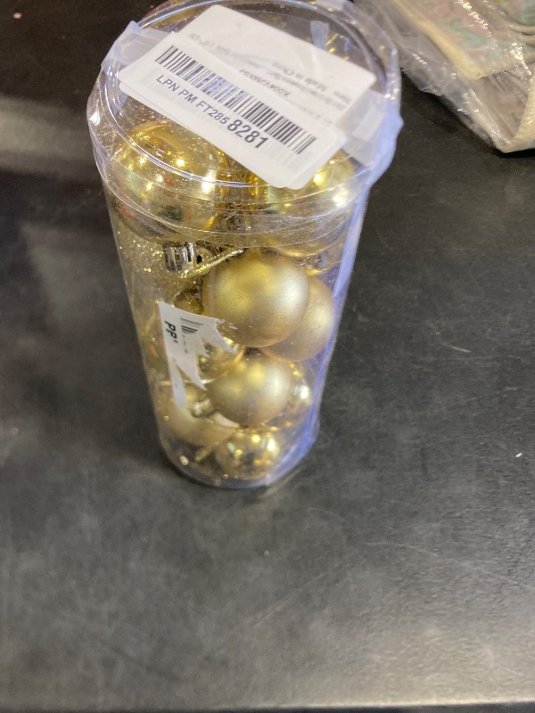 Photo 1 of 24ct Gold Christmas Ball - 1.57 Inch Shatterproof Christmas Tree Decoration Ornaments Hanging Ball for Xmas Tree, Holiday, Wedding, Party