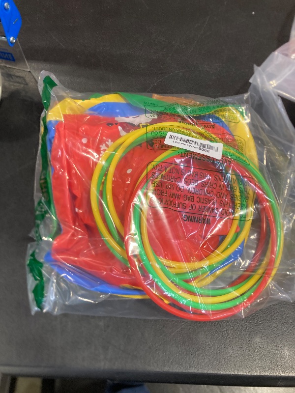 Photo 1 of 5 Pack Inflatable Christmas Ring Toss Game Set Holiday Party Supplies Indoor Outdoor Family Christmas Games for Kids Adults Xmas Party Decorations Carnival Games with Toss Rings and Pump