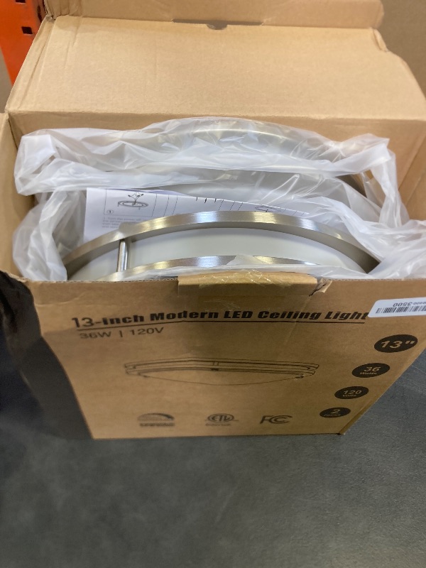 Photo 1 of 36W LED Ceiling Lights 3600lm Super Bright, Dimmable Flush Mount Light Fixtures 6500K/5000K/4000K/3000K/2700K Adjusted Modern Ceiling Lights 2PACK, 13 Inch Ceiling Lamps for Bedroom Kitchen, Nickle