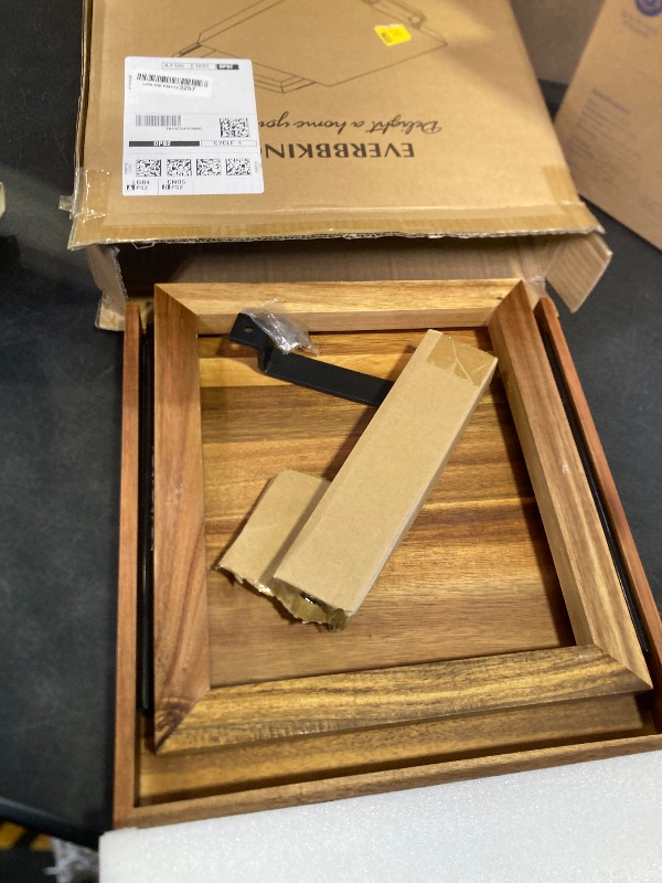 Photo 1 of EVERBBKING Natural Acacia Sliding Tray for Coffee Machine Kitchen Appliance slider Moving Caddy, appliance slider,appliance rolling stand air fryer rolling tray