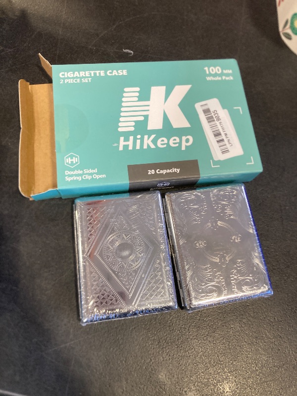 Photo 1 of Hikeep Cigarette Case (2 Pack), Cigarette Holder Case, Smoking Accessories, Vintage Metal 20 Capacity for Regular, King and 100's Size