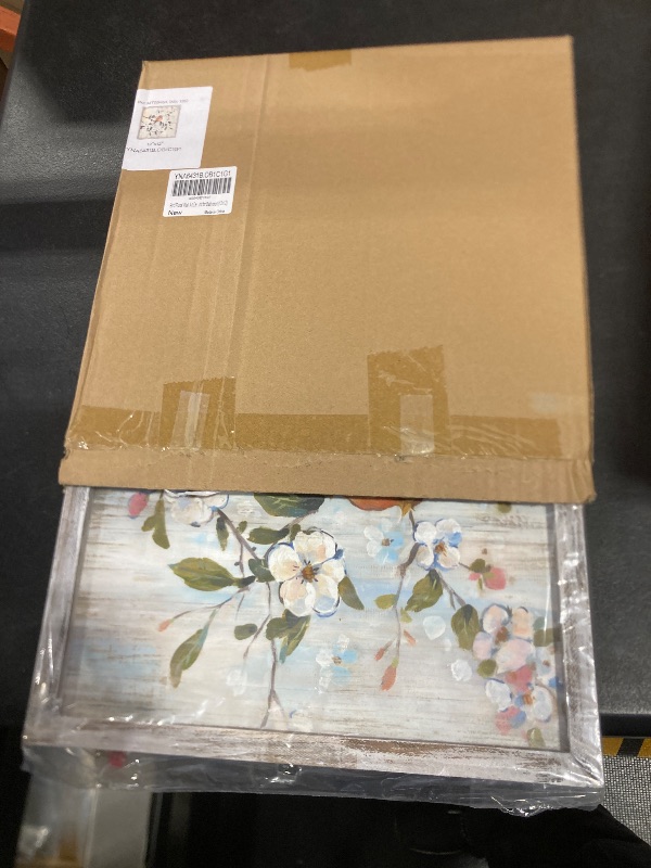 Photo 1 of Bird Floral Wall Art Decor: Framed Botanical Artwork Animal Picture on the Tree Branch Wood Print for Bathroom(12x12)