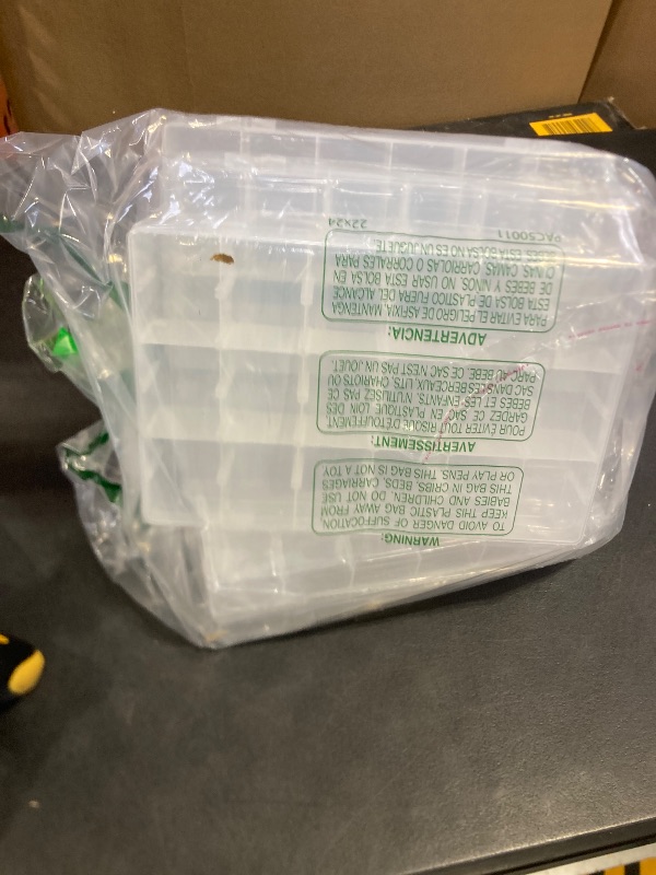 Photo 1 of 5 Pack Plastic Jewelry Organizer Box 18 Big Girds Clear Storage Organizer Case with Adjustable Dividers Jewelry Storage Container Multi Compartment Storage Box for Washi Tape, Bead, Gem, Rock