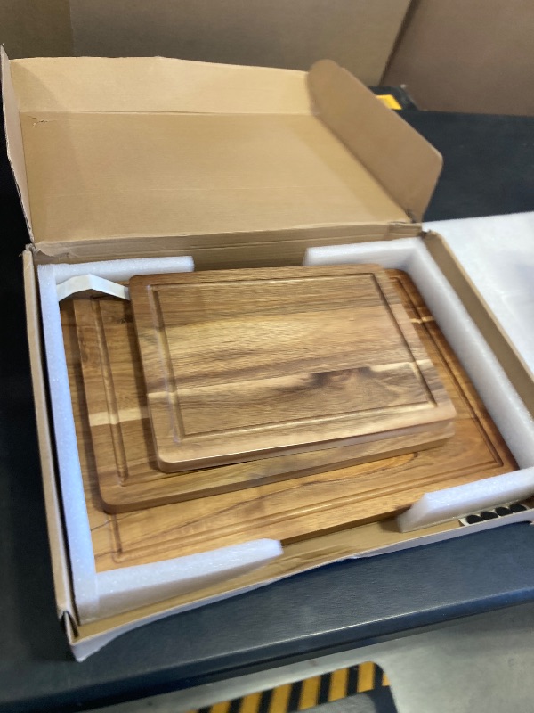 Photo 1 of 3 Pack Solid Acacia Wood Cutting Boards Set for Kitchen Meat Hardwood Chopping Board Decorative Large Charcuterie Boards Set Best Non Toxic Big Cutting Board Butcher Block Bread Serving Cheese Board