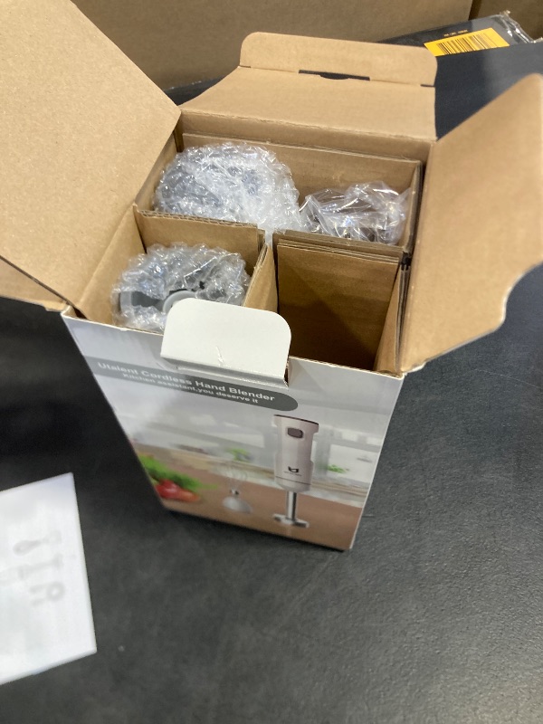 Photo 1 of Cordless Hand Blender, UTALENT Variable Speed Immersion Blender handheld Rechargeable, with USB-C Charging Cable, Egg Whisk, for Smoothies, Milkshakes, Hummus and Soups – White