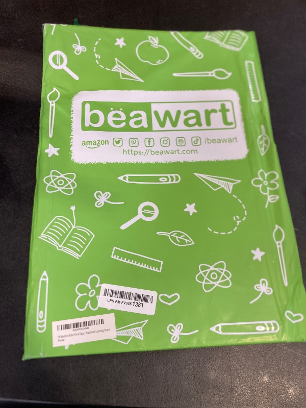 Photo 1 of BEAWART 18 Modern Boho Educational Posters - Laminated Learning Poster Charts for Classroom Decor - Alphabet ABC Poster, World Map - Homeschool and Classroom Wall Decoration