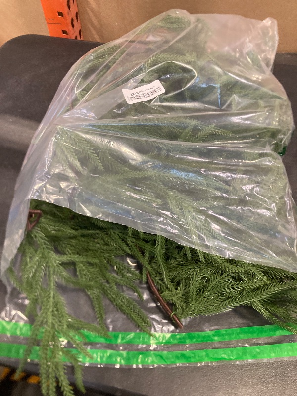 Photo 1 of 9FT 2PCS Christmas Garland Norfolk Pine Garland Real Touch Artificial Greenery Garland for Mantle Fireplace Table Indoor Outdoor Holiday Decortions (Dark Green)