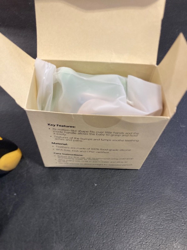 Photo 1 of 2 Pack Baby Teething Toy Silicone Teething Mitten for Babies Over 3 Months Anti Dropping Wrist Hand Teethers Baby Chew Toys for Sucking Needs, BPA Free (Green & Caramel)