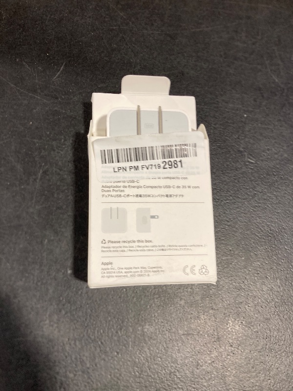 Photo 1 of Apple 35W Dual USB-C Port Compact Power Adapter: Fast and Convenient Charging, Type C Wall Charger