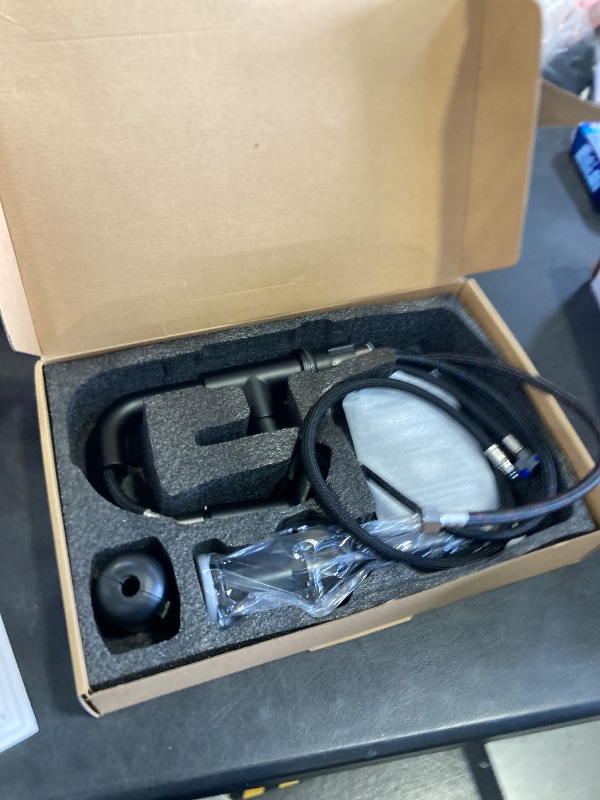 Photo 1 of KENES Matte Black Bathroom Faucet with Pull Down Sprayer, Single Handle Bathroom Sink Faucet with Pull Out Sprayer, Vanity Bar Faucet with Pop Up Drain & Deck Plate, LJ-9055A-2