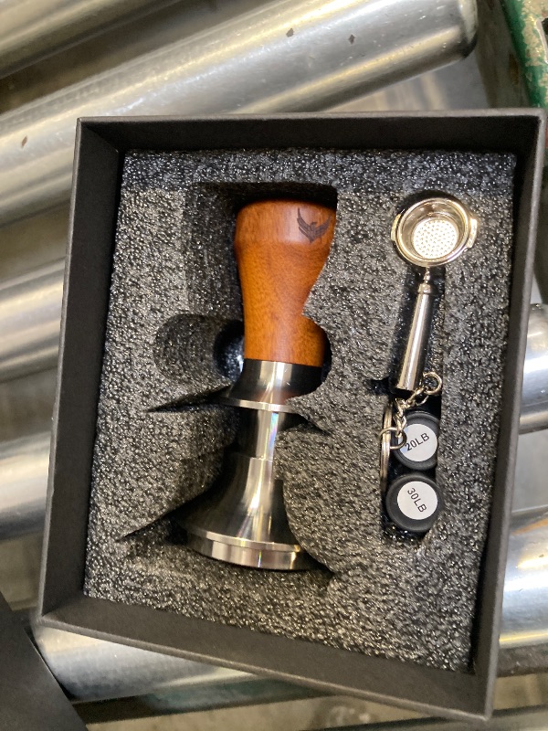 Photo 1 of 54mm Espresso Tamper for Breville Machine Rosewood KNODOS Auto Leveling, Double Spring Loaded Wooden 30LB Calibrated Coffee Tamper
