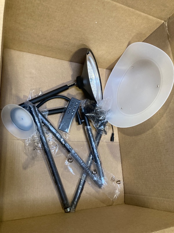 Photo 1 of SIBRILLE Upgraded 2-in-1 Torchiere Floor Lamp, Dimmable Standing Lamp with Remote&Touch Control, 34W Brightness Adjustable Floor Reading Light, Black Modern Corner Lamp for Living Room Bedroom Office-