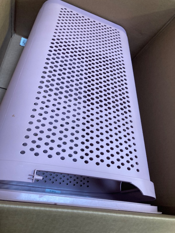 Photo 1 of **LID DAMAGED** Mind Reader Slim Laundry Hamper, 60L Clothes Basket, Ventilated Plastic, Pink