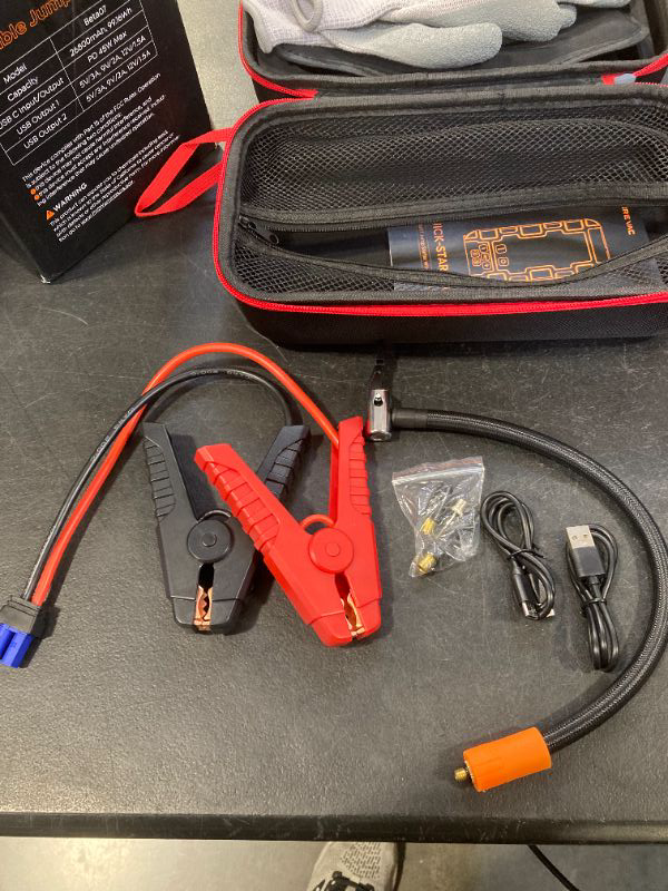 Photo 1 of *** FOR PARTS ONLY *** Portable 10-in-1 Car Battery Jump Starter with Air Compressor 8000A 160PSI 45W Charger, Jump Starter Jump Box (All Gas 14L Diesel), Car Battery Jumper Starter Portable Jumper Cables, Gloves, Lights