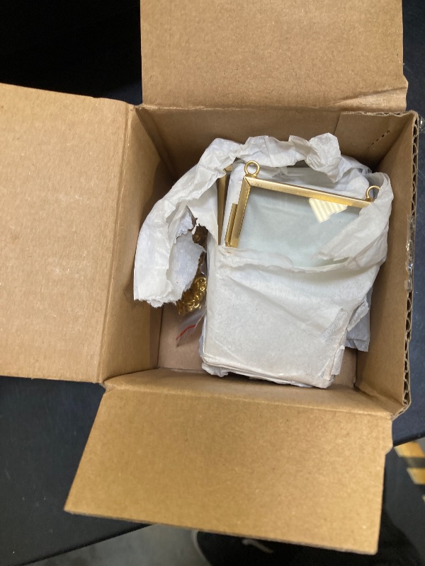 Photo 1 of 4PCS Glass Frame for Pressed Flowers, 2x3 Inch Brass Hanging Photo Frame Double Glass Frame with Chain DIY Vintage Home Decor