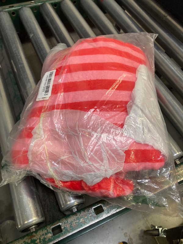 Photo 1 of Kiluex Women Striped Fuzzy Robe Christmas Long Sleeve Shawl Collar Plush Bathrobe Cute Ladies Robes with Pocket (01Red Stripe, S)