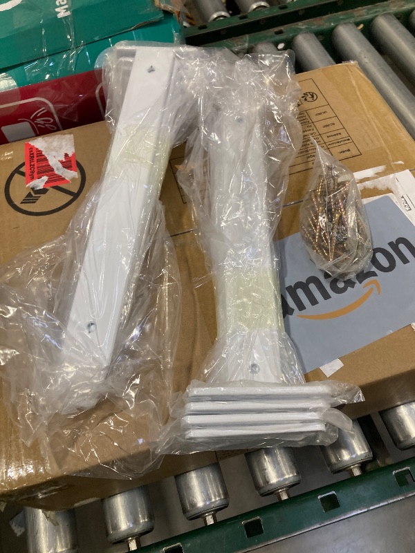 Photo 1 of 8 Pack - 12 inch White Hidden L Shelf Bracket (1/5 Inch Thicked) Iron Floating Shelf Brackets Rustic Industrial Metal Brackets for Shelf Support