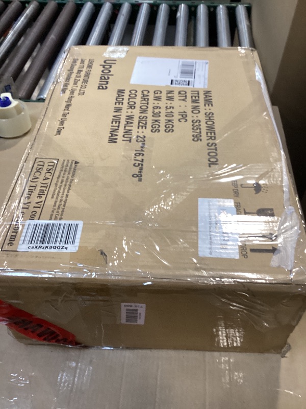 Photo 1 of Upolana Teak Shower Bench, 20" Solid Wood Shower Stool Waterproof Shower Seat with Storage Shelf for Bathroom, Indoor & Outdoor Use