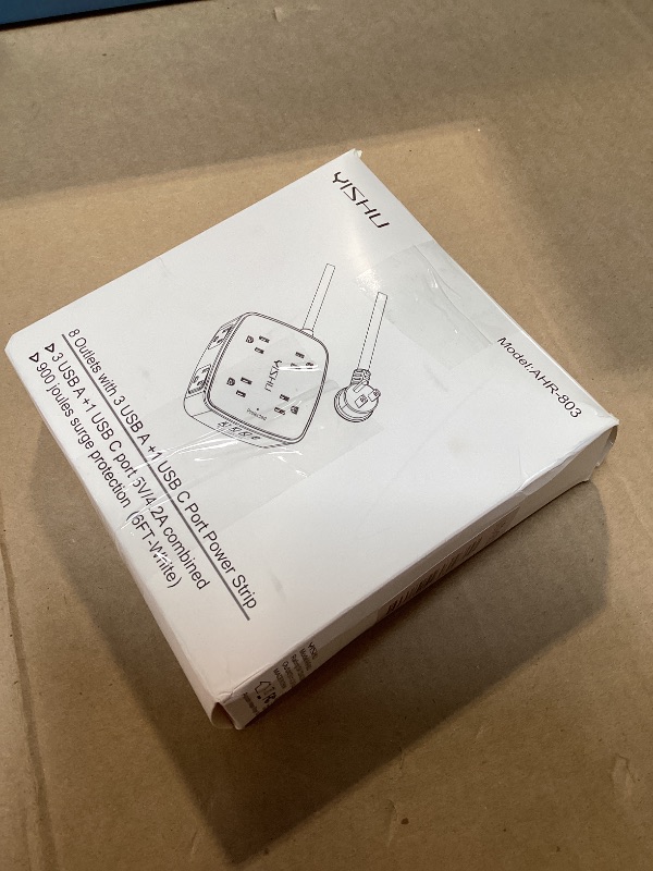 Photo 1 of 6 Ft Surge Protector Power Strip - 8 Widely Outlets with 4 USB Ports, 3 Side Outlet Extender with 6 Feet Extension Cord, Flat Plug, Wall Mount, Desk USB Charging Station, ETL,White