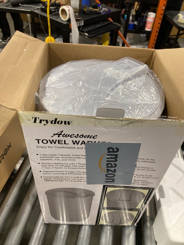 Photo 1 of Trydow Ultra Large Capacity Towel Warmer Bucket, Rapid Heating with Timer, One-Button Control, Safety Lock, Perfect for Home and Spa, Gray