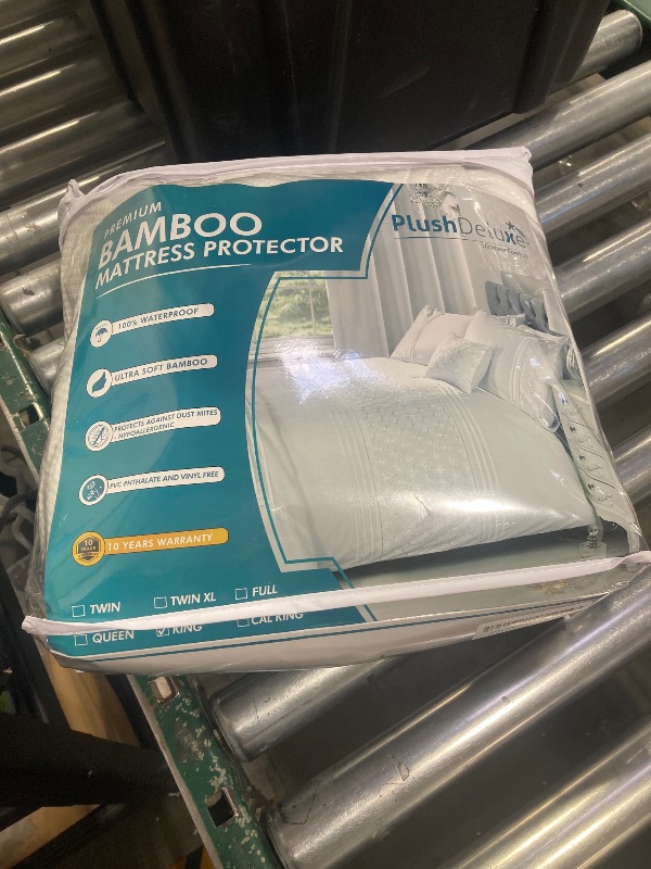 Photo 1 of PlushDeluxe Premium Bamboo Mattress Protector – King Size, Waterproof, & Ultra Soft Breathable Noiseless Washable Bed Mattress Cover for Comfort & Protection - White