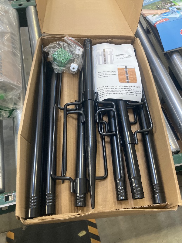 Photo 1 of 10Ft String Light Poles 4 Pack,Light Poles for Outside Lights,Outdoor with Fence Brackets Hanging Lights,Metal Stand Deck Patio Backyard