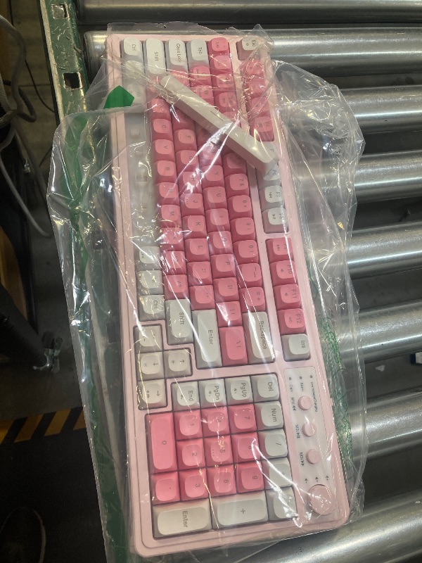 Photo 1 of AULA 99 Key Keyboard, Wireless Gaming Keyboard Bluetooth Computer Keyboards Creamy Cute with Number Pad RGB Backlit Tri-Mode BT/2.4GHz/USB-C - Pink