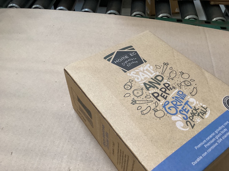 Photo 1 of Home EC Premium Stainless Steel Sea Salt and Pepper Grinder Set of 2 - Adjustable Ceramic - Tall Glass Salt and Pepper Shakers - Kitchen Spice Mill W/Funnel & EBook