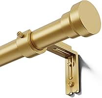 Photo 1 of  Heavy Duty 1 Inch Adjustable Curtain Rod for Windows, Gold Long Window Treatment Rods, Modern Design, Easy Installation