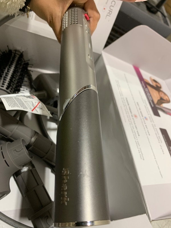 Photo 1 of Shark FlexFusion Hair Straightener & Powerful Hair Dryer with Fusion Hair Brush, Ceramic Air Styler with Auto-Wrap Hair Curlers, Concentrator, & FrizzFighter, Ceramic Plates, Metallic Mist, HD651S
