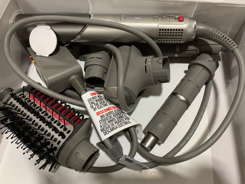 Photo 1 of Shark FlexFusion Hair Straightener & Powerful Hair Dryer with Fusion Hair Brush, Ceramic Air Styler with Auto-Wrap Hair Curlers, Concentrator, & FrizzFighter, Ceramic Plates, Metallic Mist, HD651S