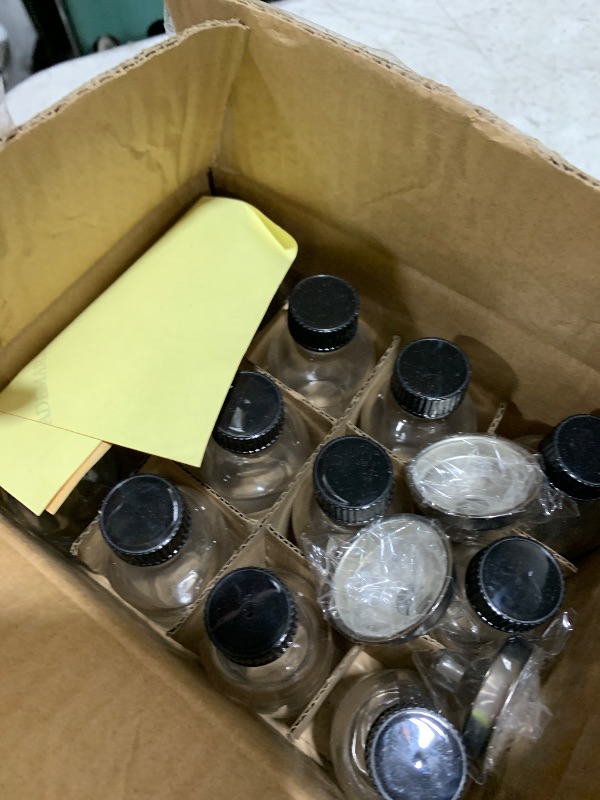 Photo 1 of 12 Pack, 2 oz Small Clear Glass Bottles w/Lid & 3 Funnels - 60ml Boston Shot Bottles for Health, Immunity, Potion, Wellness, Sample, Ginger, Juice - Mini Personal Care & Beauty Travel Bottle