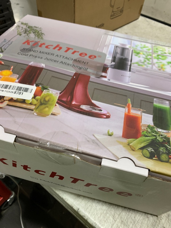 Photo 1 of KITCHTREE Masticating Juicer Attachment for KitchenAid Stand Mixer, 4.2" Large Feed Chute Fit Whole Vegetables & Fruits, Slow Cold Press Juicing, Includes 2 * 28oz capacity cups