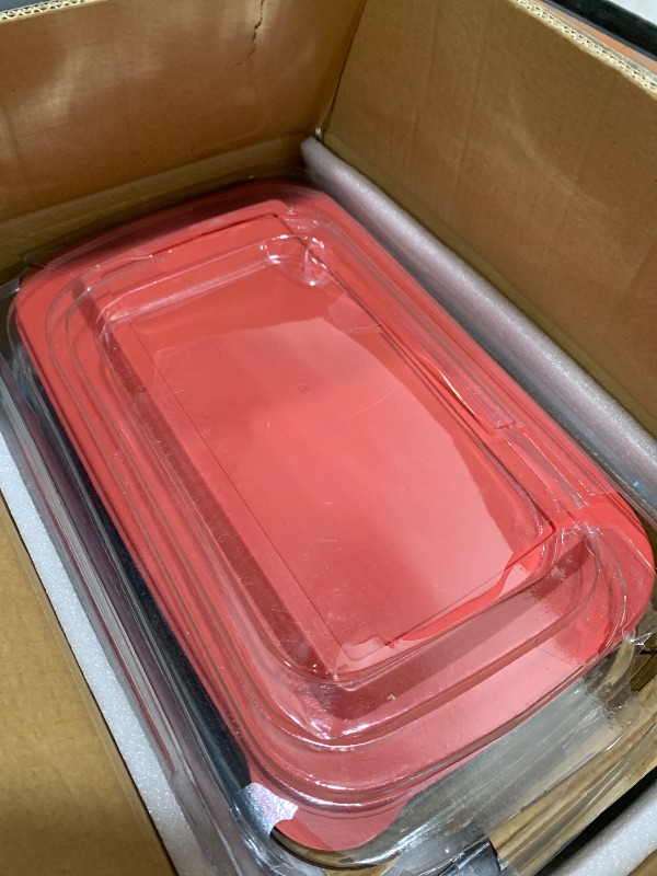 Photo 1 of 8-Piece Deep Glass Baking Dish Set with Plastic lids,Rectangular Glass Bakeware Set with Lids, Baking Pans for Lasagna, Leftovers, Cooking, Kitchen, Freezer-to-Oven and Dishwasher, Red
