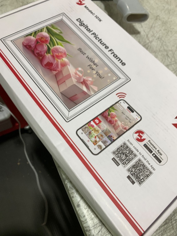 View 2 of Frameo 10.1" Wood WiFi Digital Picture Frame with 32GB Memory, 1280 x 800 IPS HD Touch Screen Electronic Photo Frame, Auto-Rotate, Slideshow, Wall Mountable, Share Photos/Video Remotely Anywhere