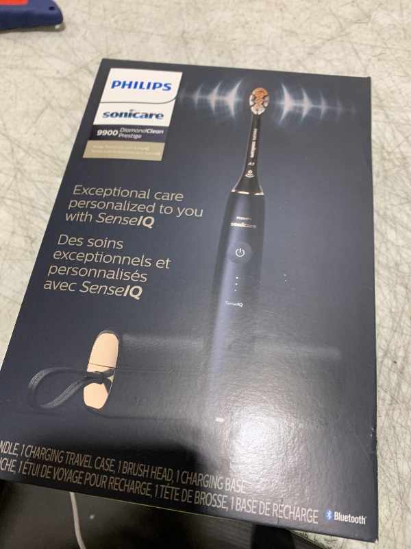 Photo 1 of Philips Sonicare DiamondClean 9900 Prestige Electric Toothbrush - with SenseIQ Technology and Advanced AI App, 5 Brushing Modes, 3 Intensity Levels, Charging Travel Case,Midnight Blue, Model HX9990/12