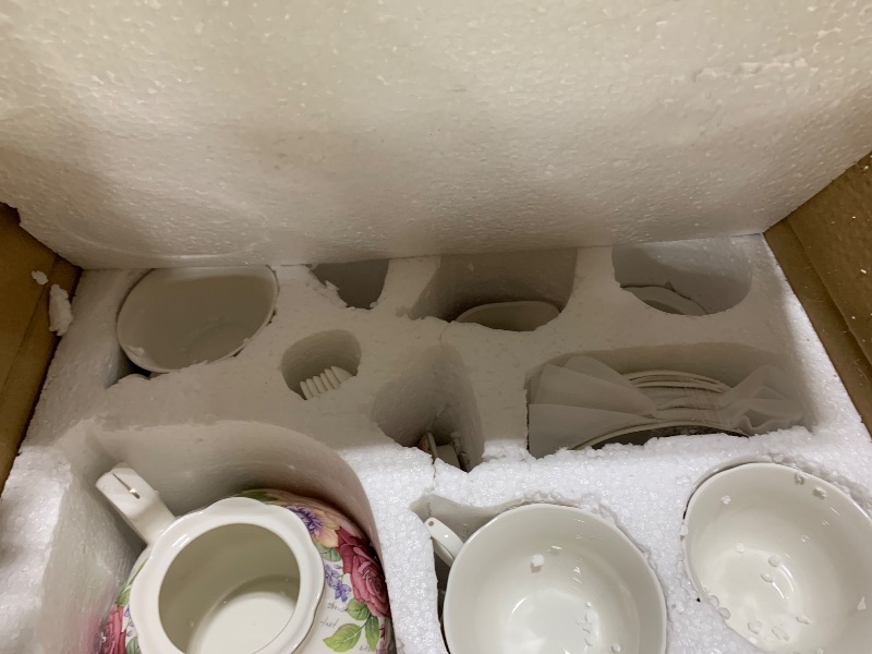 Photo 1 of fanquare European Porcelain Coffee Set, Pink Women Tea Set, Bone China Tea Set, Vintage Floral Coffee Tea Pot with Cups