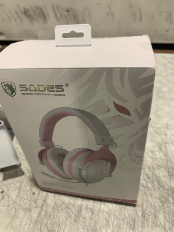 Photo 1 of SADES MPOWER Stereo Gaming Headset for PS4, PC, Mobile, Noise Cancelling Over Ear Headphones with Retractable and Flexible Mic & Soft Memory Earmuffs for Laptop Nintendo Switch Games-Angel Edition