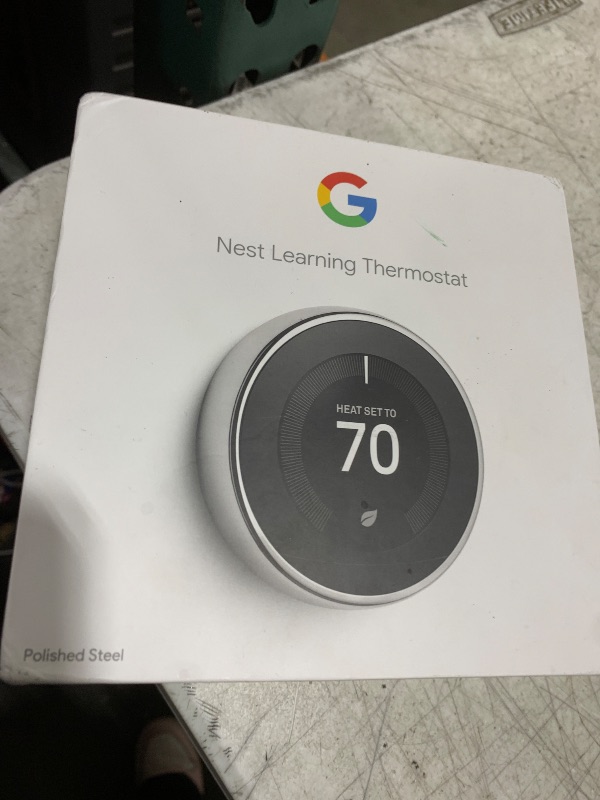 Photo 1 of Google Nest Learning Thermostat - 3rd Gen - Programmable Smart Thermostat for Home - Compatible with Alexa (Polished Steel) *** PARTS ONLY ****