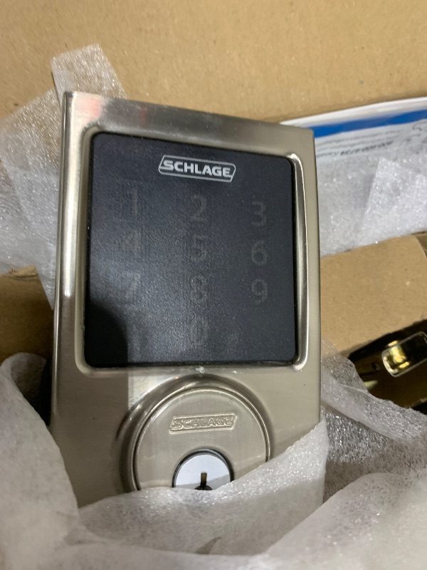 Photo 1 of SCHLAGE BE469ZP CEN 619 Connect Smart Deadbolt With Alarm Inbuilt Century Trim In Satin Nickel