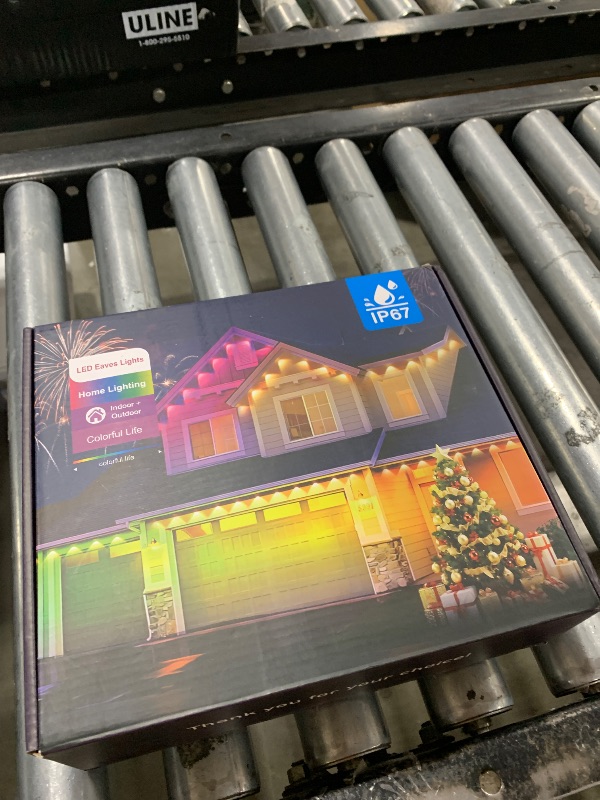 Photo 1 of POOFZY Permanent Outdoor Lights for House,200ft RGB+IC Smart Outdoor Decor, 50 Scene Modes,App/Remote Control,for Christmas,Super Bowl,V-Day,Thanksgiving,Daily & Holiday Party Decor