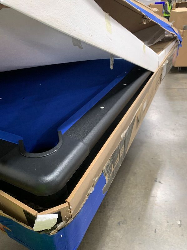 Photo 1 of GoSports Full Size 8 ft x 4.2 ft Billiards Game Table - Foldable Design, Includes Full Set of Pool Balls, 2 Cue Sticks, Chalk, and Felt Brush - Blue