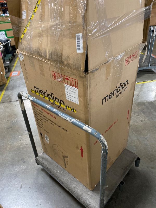 Photo 1 of LIGHT BROWN FINISH VELEVT BEIGE DINING CHAIR 